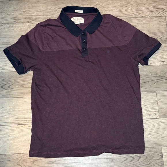 Original Penguin Collared Burgundy Polo Shirt Men's Size XL Heritage Slim Fit - Picture 1 of 8